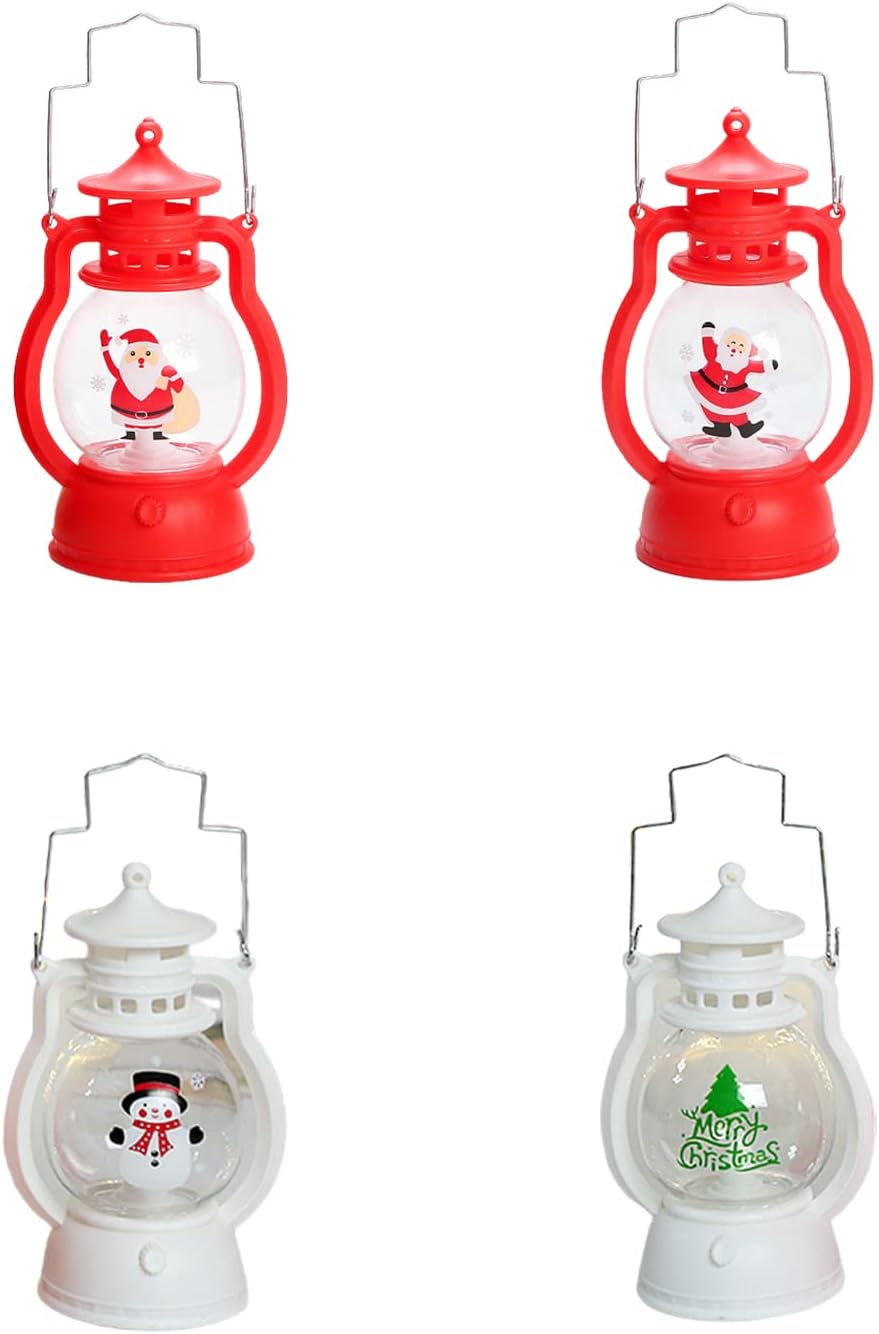 MISNODE 4 Pack Christmas Lantern, Glittering Snow Globe