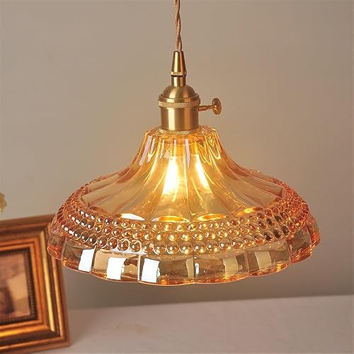 Miniatura 2 de Modern Retro Glass Pendant Light Fixture with Brass Lamphead, Indoor Decor Celing Hanging Lamp for Bedroom Kitchen Island Living Room Dinning Table