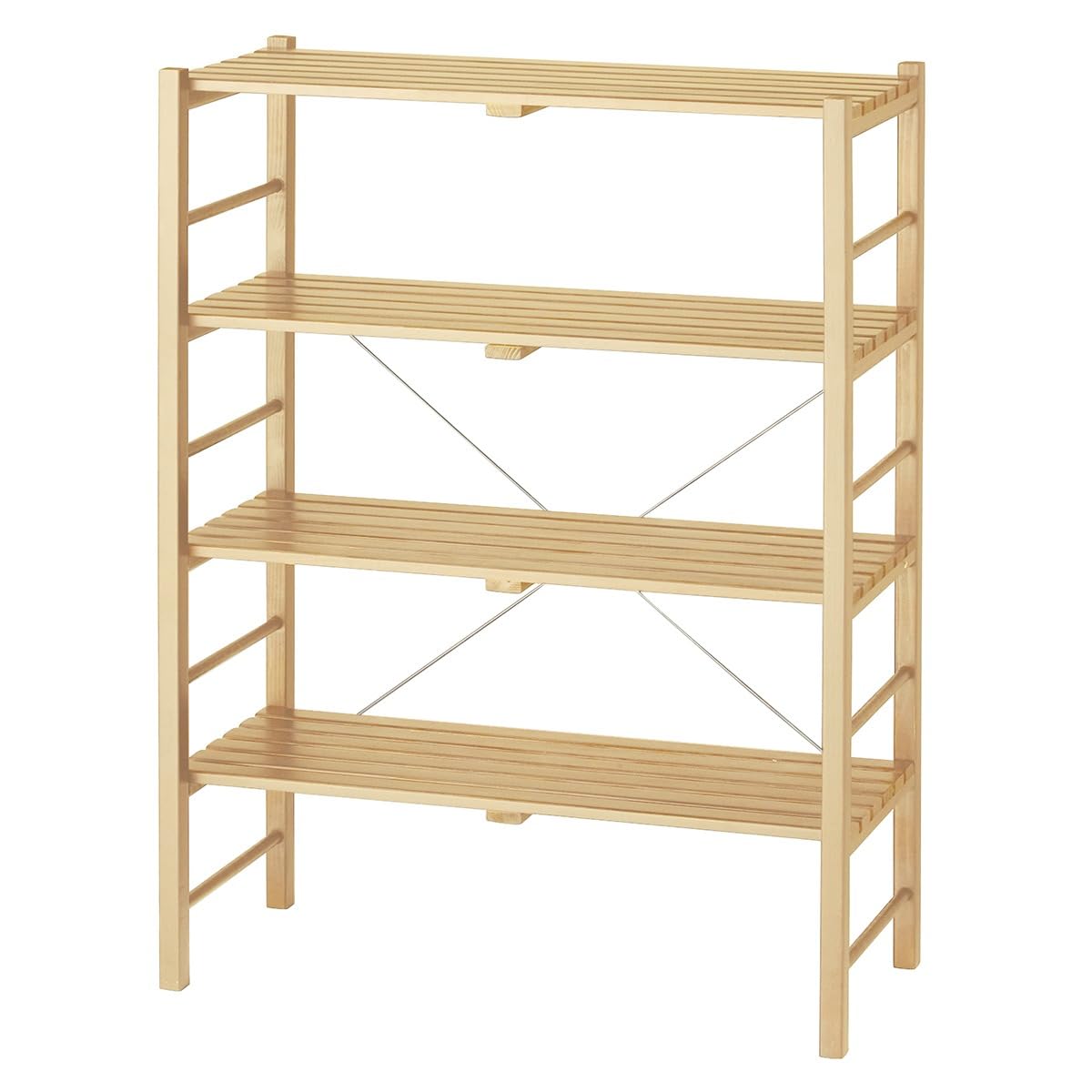 Amazon｜ウッドラック ナチュラル 幅90×奥行42×高さ120cm 4段 1台