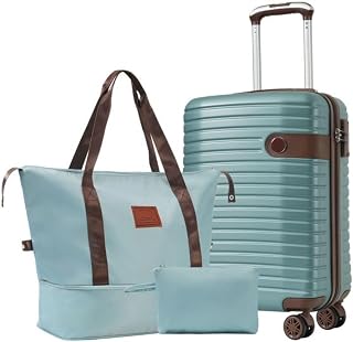 Luggage Sets 3 Piece Carry On Suitcases 22x14x9, Lightweight Hardshell Spinner Luggage with Wheels, Airline Approved, 20 Inch Blue