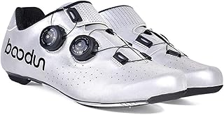GrVpM Mens Road Cycling Shoes,Reflective Upper Outdoor Leisure Bicycle Shoes Breathable Damping Lock Pedal Bike Shoes,Silver-39/UK 6.5/US 7
