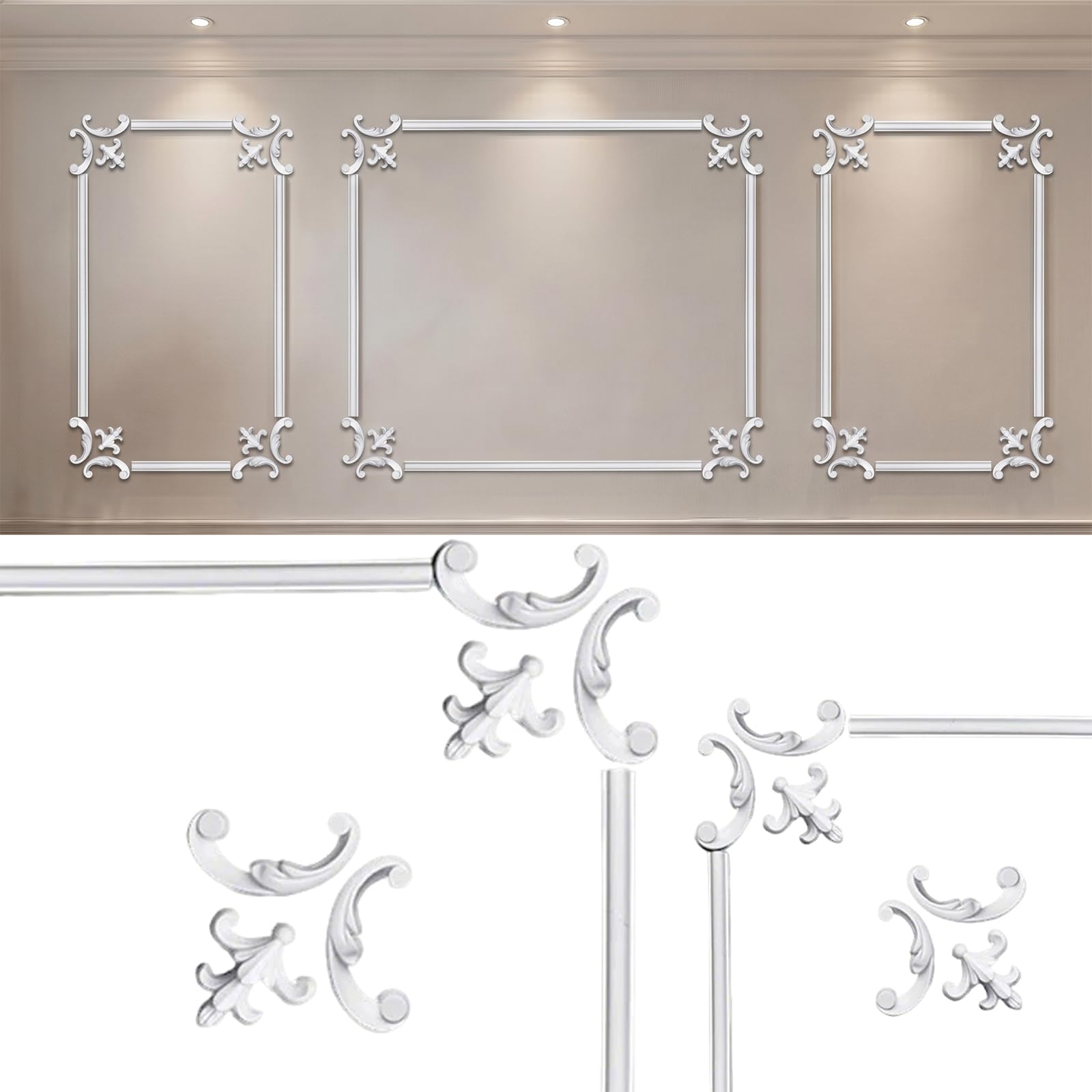 CBBEONRN Wall Molding Kit Peel And Stick Trim Pour Ceiling Corner Ceiling Interior White,10m