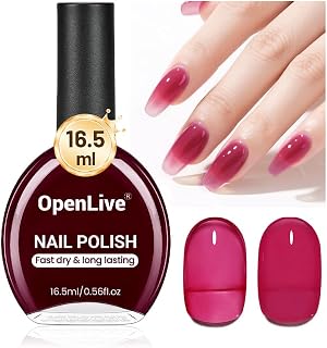 16.5ml Jelly Rose Red Nail Polish Large Volume Quick Dry Nail Polish, Long Lasting Shine, Fingernail Toenail Nail Art DIY Home Travel Nail Art Gift