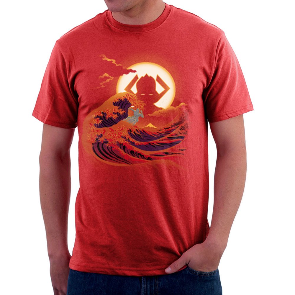 Surfing With The Alien Silver Surfer Great Wave Of Kanagawa Men's T-Shirt