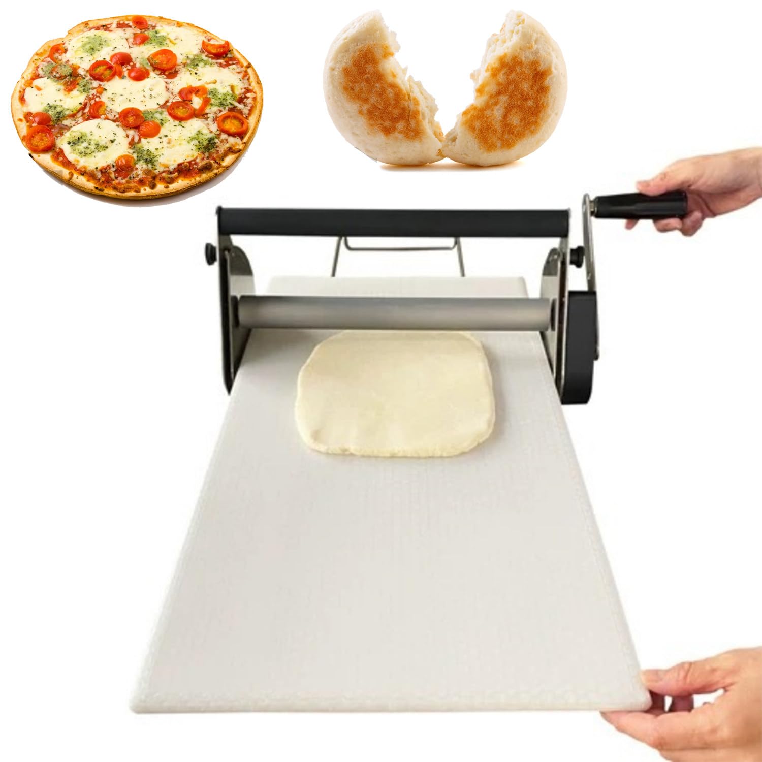Máquina manual de laminación de masa para hacer pizza y fideos sin esfuerzo, ideal para cocinar en casa