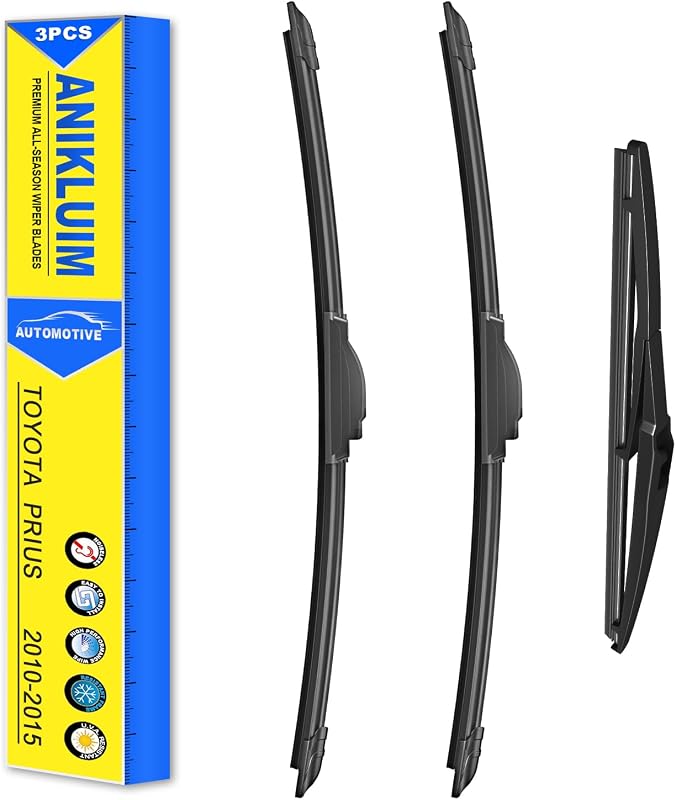 Palhetas do limpador de para-brisa ANIKLUIM para Toyota Prius 2010–2015 – Kit com 3 unidades