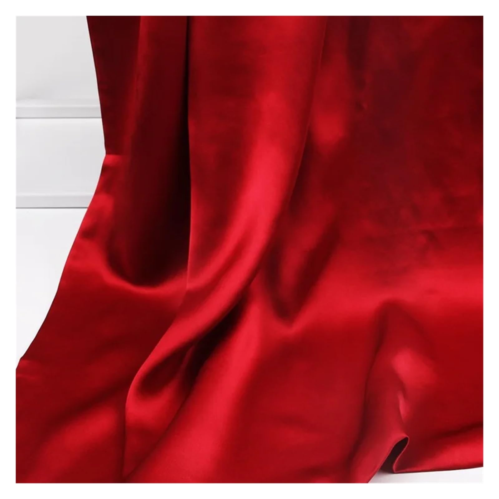 Tela De Raso Tela de seda morera multicolor, 19 mm ancho, 114 cm, for vestido, ropa cama, bufanda para Manualidades DIY(Wine Red,1.5 meters)