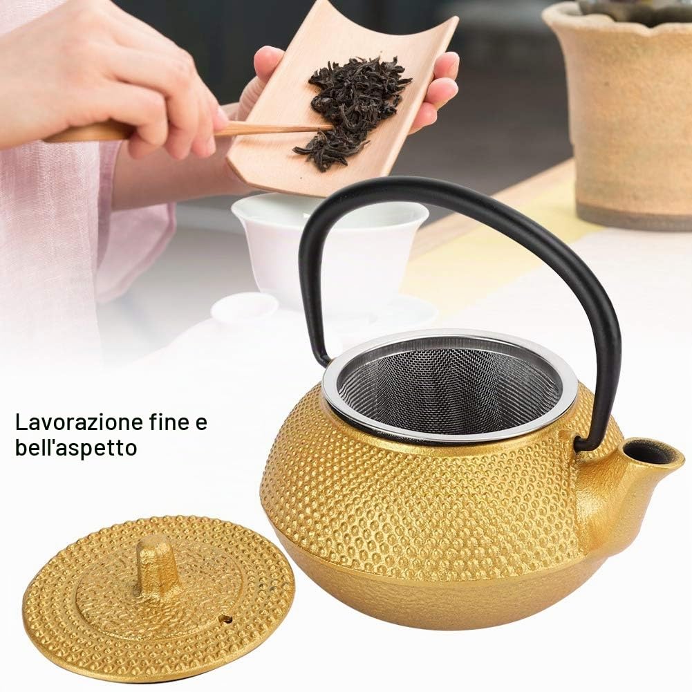 Teiera in Ghisa Giapponese, Teapot in Ferro Tradizionale con Resistente al Calore, Infusore e Becco e Manico Bollitore da Tè per Regalo Matcha Cerimonia Sicuro sulla Stufa