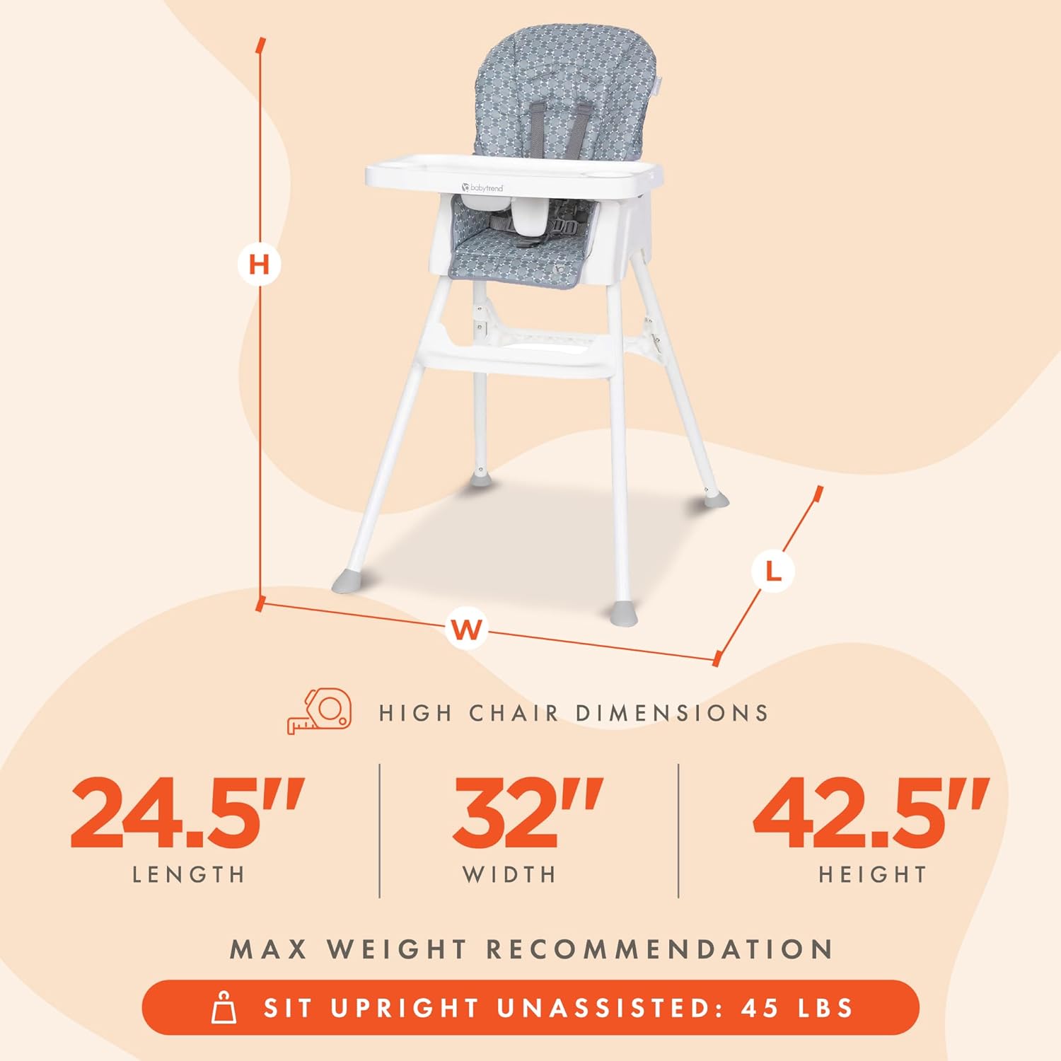 Baby Trend Adapt 4-in-1 High Chair to Toddler Chair, Retro Grey