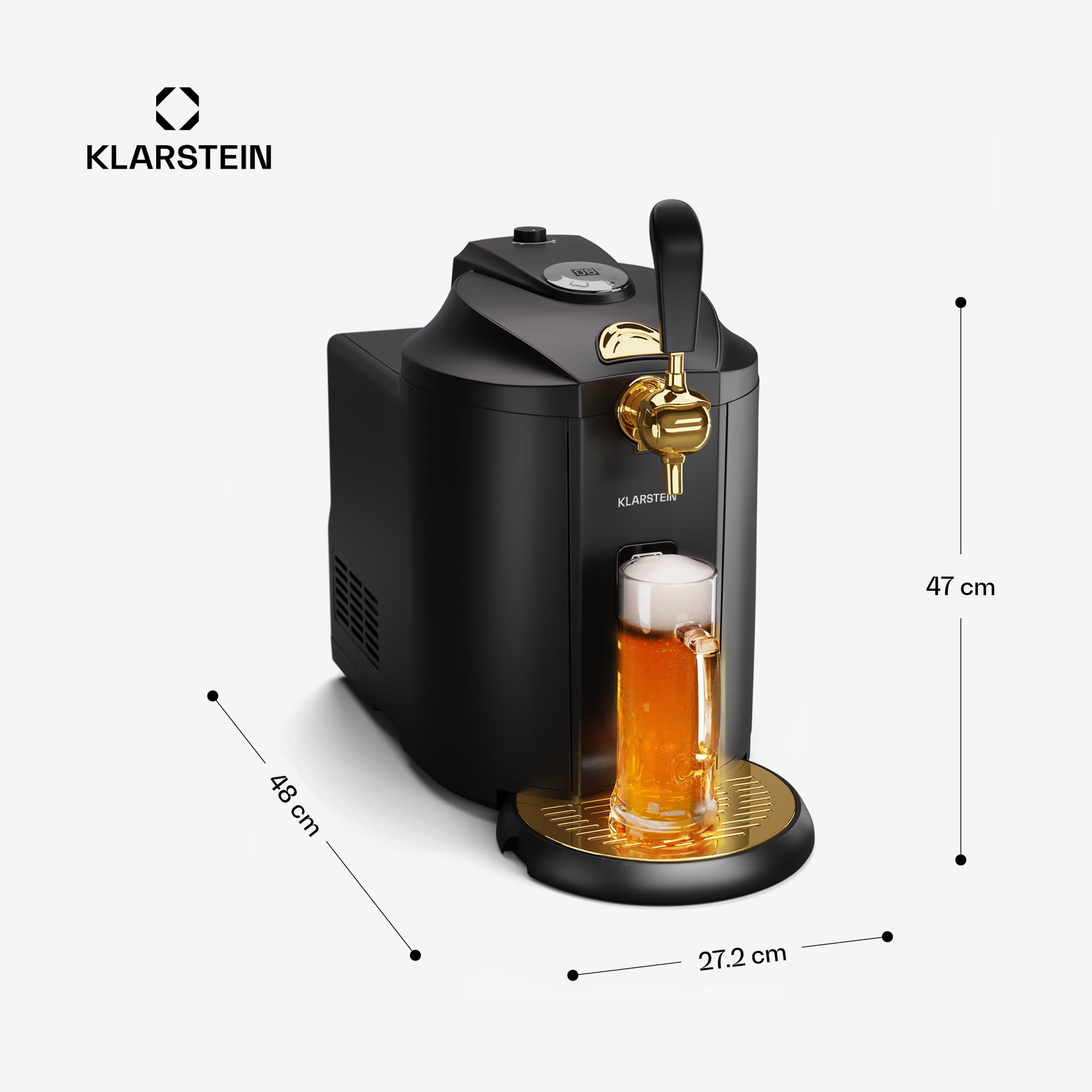 Klarstein Spillatore Birra da Casa - Dispenser Birra con Raffreddamento UltraFast, Temperatura Regolabile, Sistema a Cartuccia CO2, Display LCD