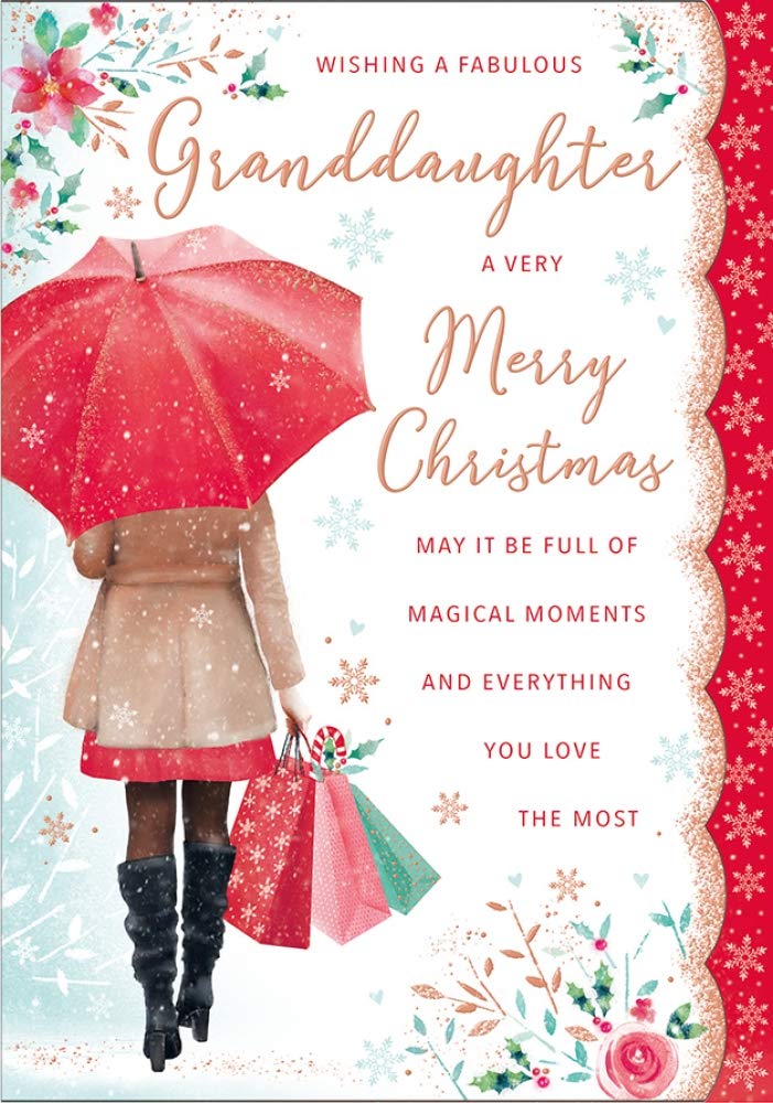 Piccadilly Greetings Traditional Christmas Card Granddaughter - 10 x 7 inches - Regal Publishing