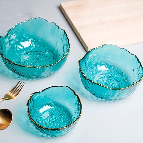 Miniatura 8 de PRETYZOOM Cuencos de vidrio para postre, cuencos para ensalada, cuencos para mezclar fideos, cuencos de forma irregular, cuencos para servir para