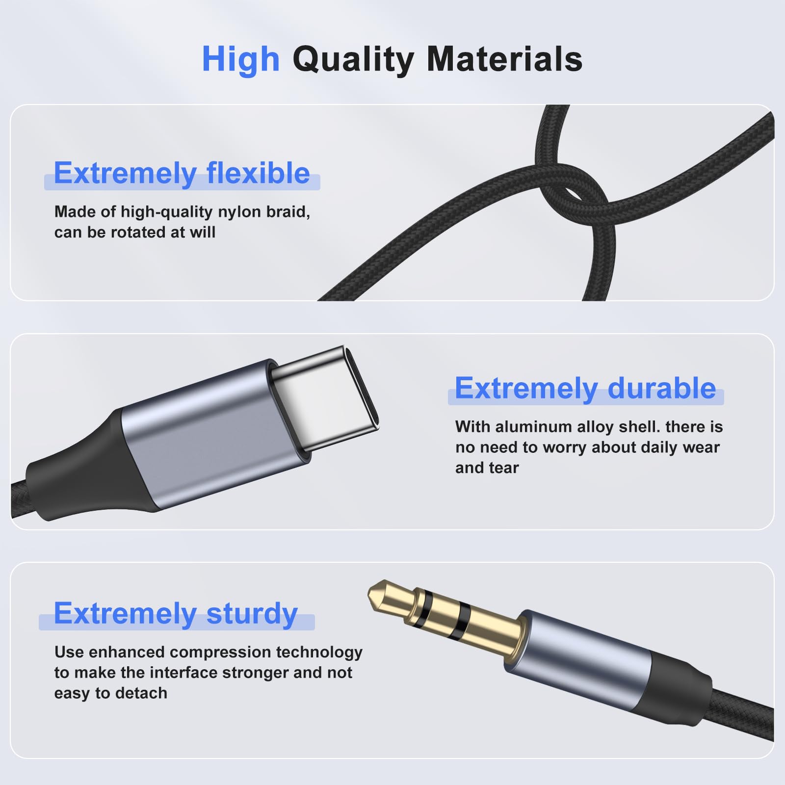 Câble USB C vers 3.5mm Jack DAC Audio AUX pour iPhone 17 16 15 Pro Max, Galaxy S24/S23/S22 Ultra (Noir)