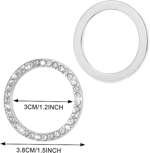 Miniatura 2 de WINKA Cubierta de botón de arranque y parada del motor de automóvil, accesorios brillantes para automóvil, 2 unidades, tapas de anillo de encendido