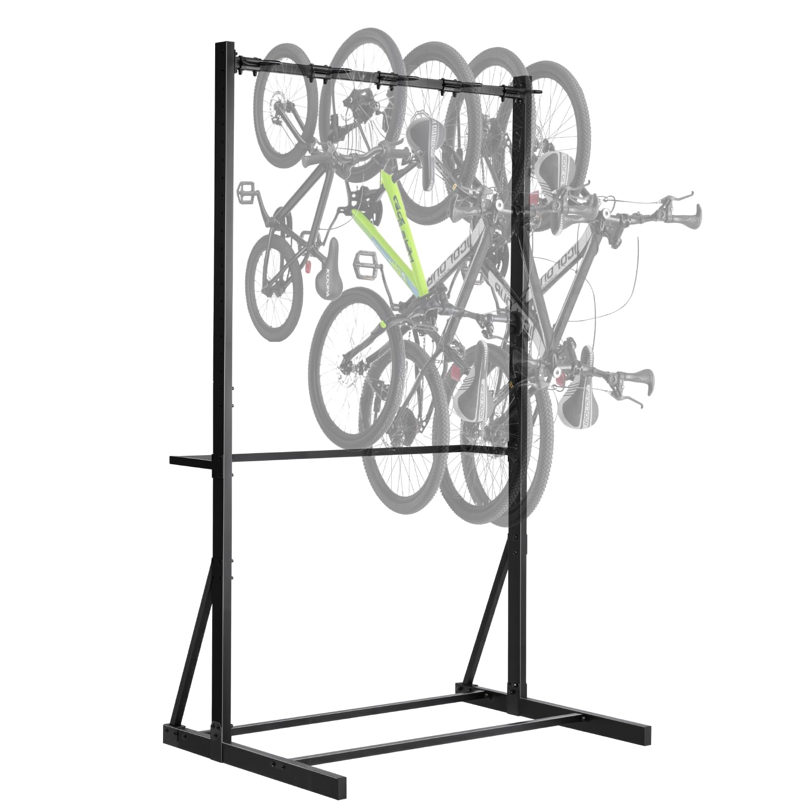 VEVOR Portabici Verticale in Acciaio al Carbonio, Capacità di Carico 136 kg per Massimo di 5 Biciclette, Portabici Indipendente, per Casa, Garage, Supporto per Biciclette per Interni Esterni