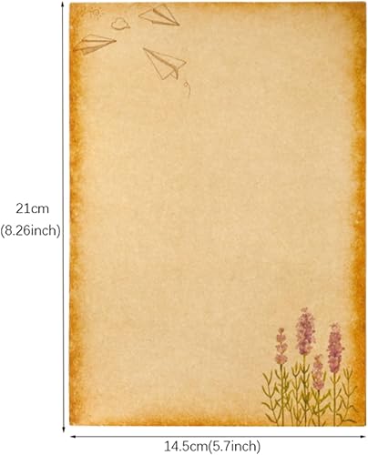 Miniatura 2 de R WELL Juego de papel y sobres vintage, 64 hojas de papeles de papelería antiguos + 20 sobres, papel de papelería de escritura de doble cara, sobres