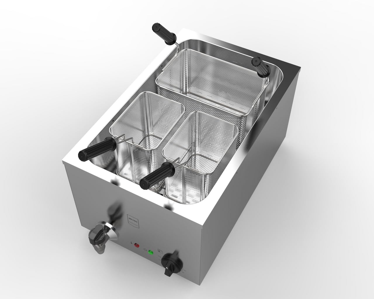 METRO Professional Cuiseur à pâtes électrique GNC1025, Acier inoxydable, 35.4 x 63.3 x 44.6 cm, 25L, 3200 W, 3 paniers, argenté