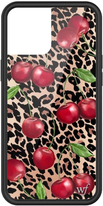 Wildflower Cases - Ming Lee Simmons Case, Compatible with Apple iPhone 12 Pro Max | Cheetah Print, Red, Cherries, Trendy - Protective Black Bumper, 4ft Drop Test Certified, Women Owned Small Business