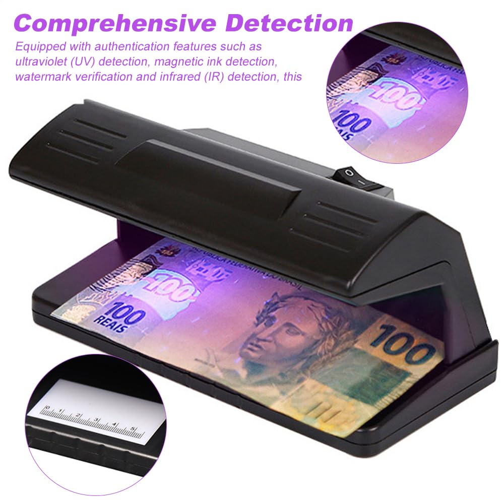 XEERUN Note Checker, Counterfeit Money Detector, UV LED Light Money Checker Machine, Easily Spots Fake Money Notes, Fraud Prevention Money Checker, for Various Commercial Locations (UK Plug) - Image 3