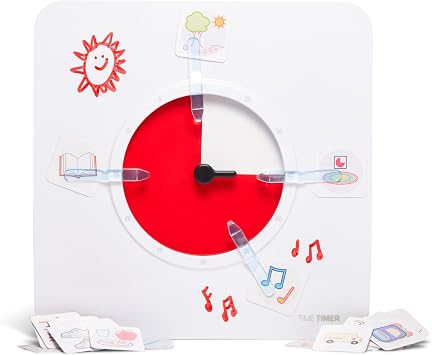 TIME TIMER 8 inch Visual Timer with Visual Schedule Package - 60 Minute Kids Desk Countdown Clock with Dry Erase Board, whiteboard Marker, and pecs Cards - for Kids Classroom, Home and Routine Timer