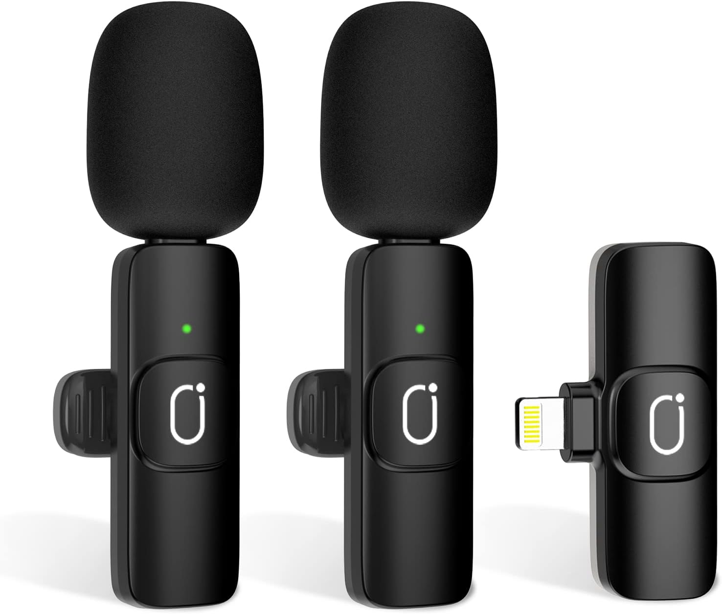 K37 Wireless Lavalier Microphone for iPhone, 2 Packs Cordless Lapel Mics, Mini Microphones Recording Mic for Live Stream, Plug-Play/Noise Reduction / 10H for Podcast Vlog YouTube