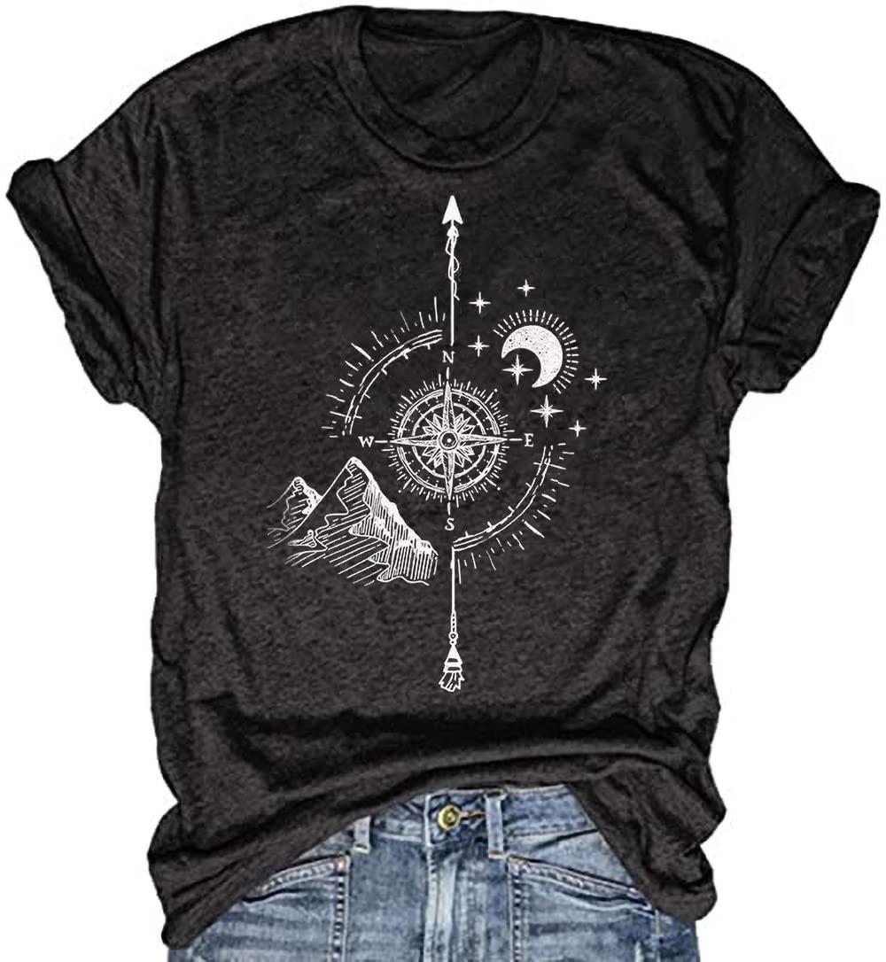 Camiseta para mujer con diseño gráfico de naturaleza, camping, montaña, senderismo, aventura, salvaje, al aire libre