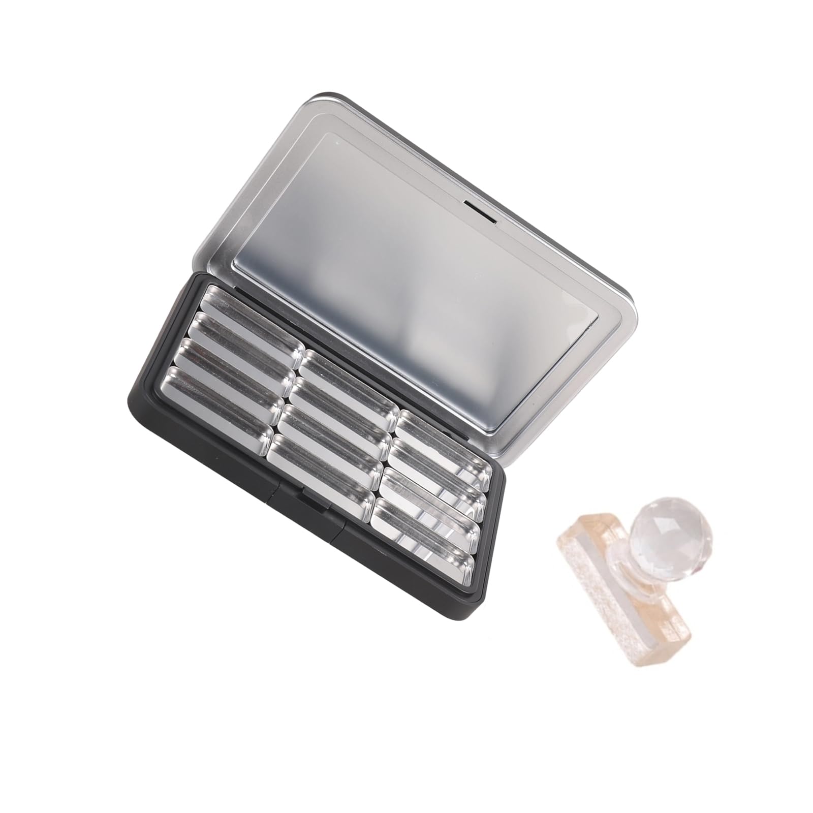 Oxxggkao Black Makeup Organizers with Glasses Delicate Size for Easy Carry Protects Eyeshadow Blushes Refills Black Cosmetic Organizers