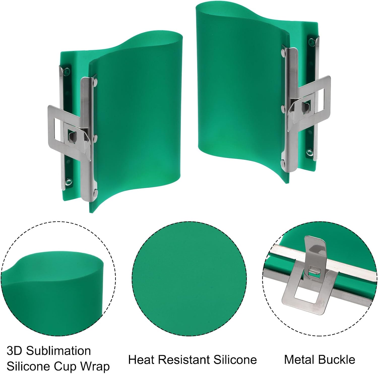 HARFINGTON 3Pcs Silicone Mug Clamp 15 OZ 3D Sublimation Silicone Cup Wrap Fixture for Printing Heat Transfer Machine, Green