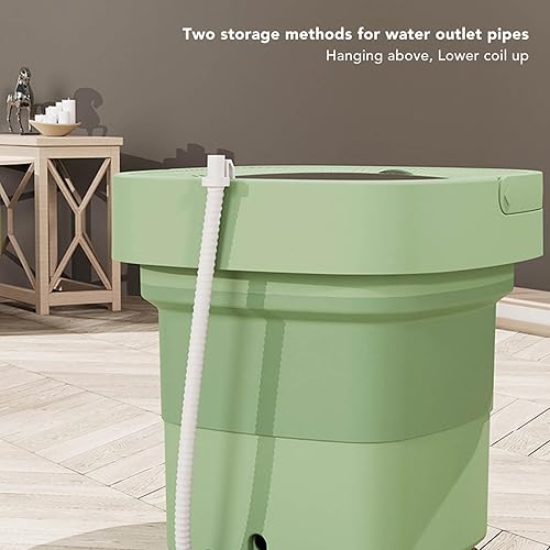 Miniatura 3 de Septpenta Lavadora portátil, 6.5L plegable automática de limpieza profunda, mini lavadora con tubo de agua y secadora para apartamentos, lavandería,