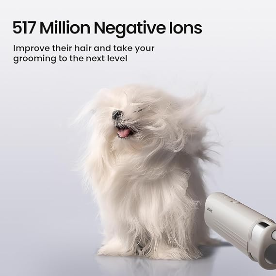 JirPet Pet Neck Dryer, Professional Low Noise Dog Dryer for Pet Grooming, 14,800FPM Portable High Velocity Pet Dryer, Hands-Free Dog Blow Dryer with Neck Hanging, Dog Hair Dryer with 3 Speeds & 4 Temp