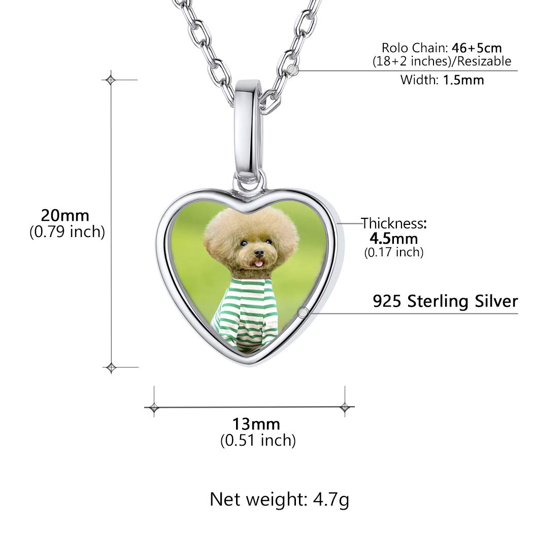 PROSILVER Ciondolo Cuore Portafoto Incisione in Argento 925 Personalizzabile con Confezione Regalo