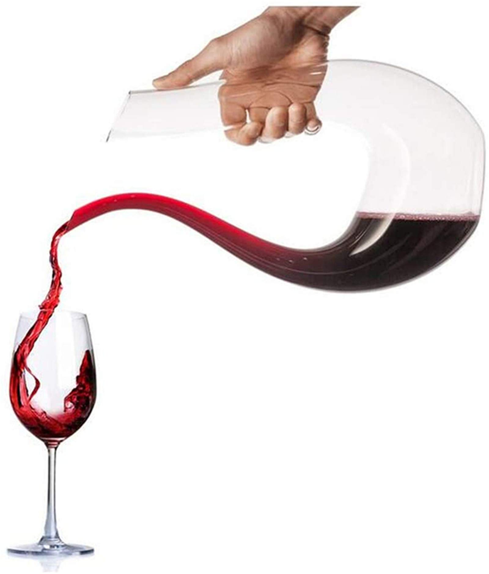 Decantador de vino, 100% sin plomo, en forma de U, hecho de cristal soplado a mano, 1,5 l (Paquete de 2)