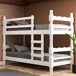 Beliche Madeira Maciça - vira 2 Camas - para Colchão 78/88 x 188cm Porto Multimóveis Cr4138 Branco