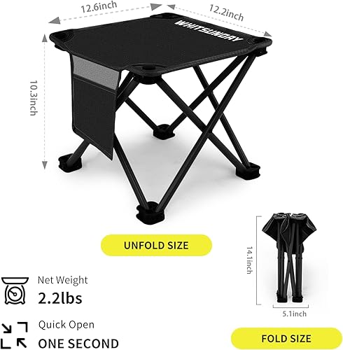 Miniatura 3 de Whitsunday Taburete plegable, taburete plegable portátil de 12.6 pulgadas para camping, pesca, senderismo, jardinería y playa, color negro, 2