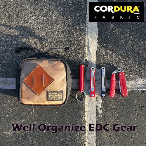 Rough Enough EDC Belt Pouch for Men Coin Organizer Small Tactical Molle Pouch with Magnetic Buckle Zipper for Outdoor Gear Desert Camo and Black Cordura2