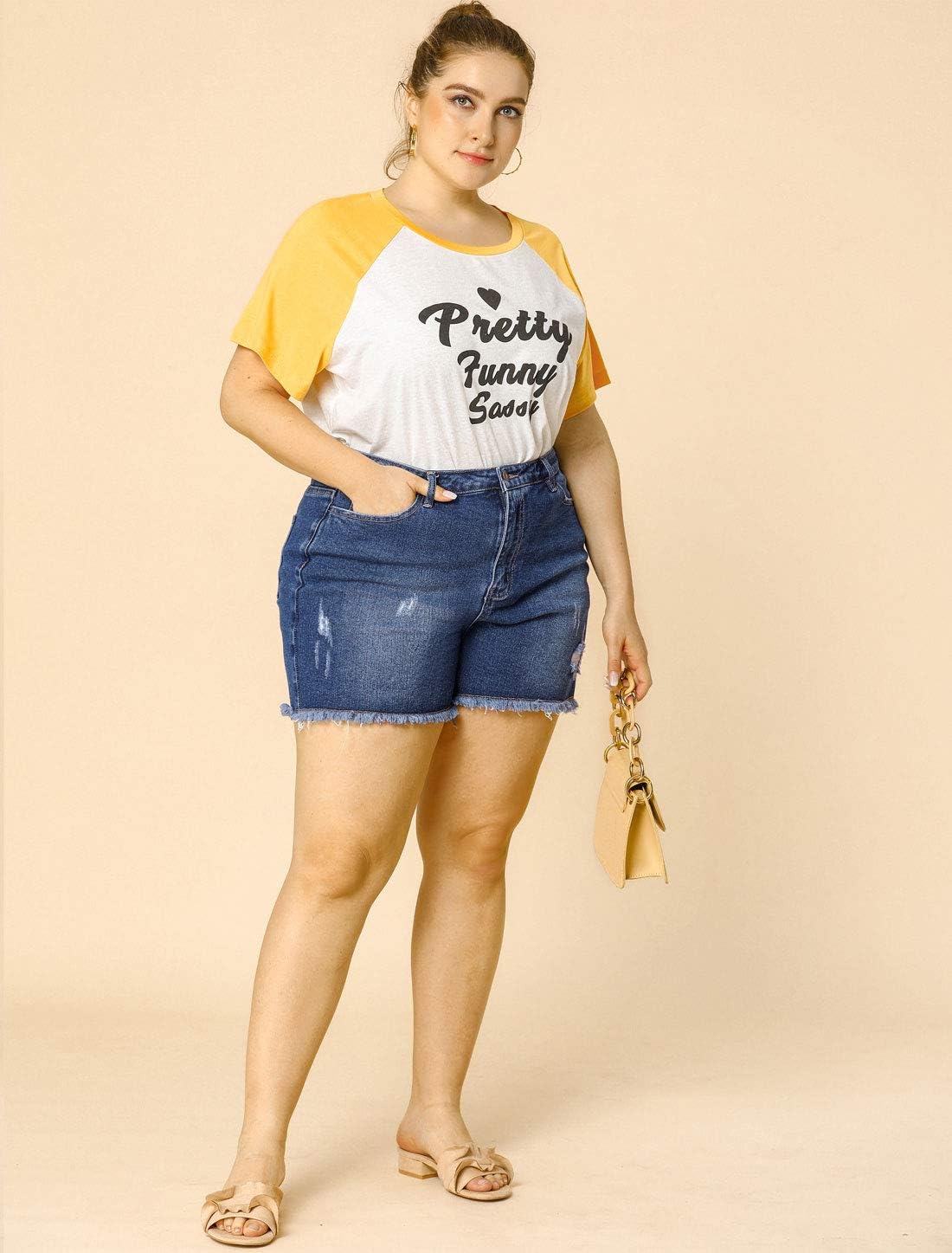 Agnes Orinda Women's High Waisted Ripped Stretchy Plus Size Denim Hot Short Summer Jean Shorts