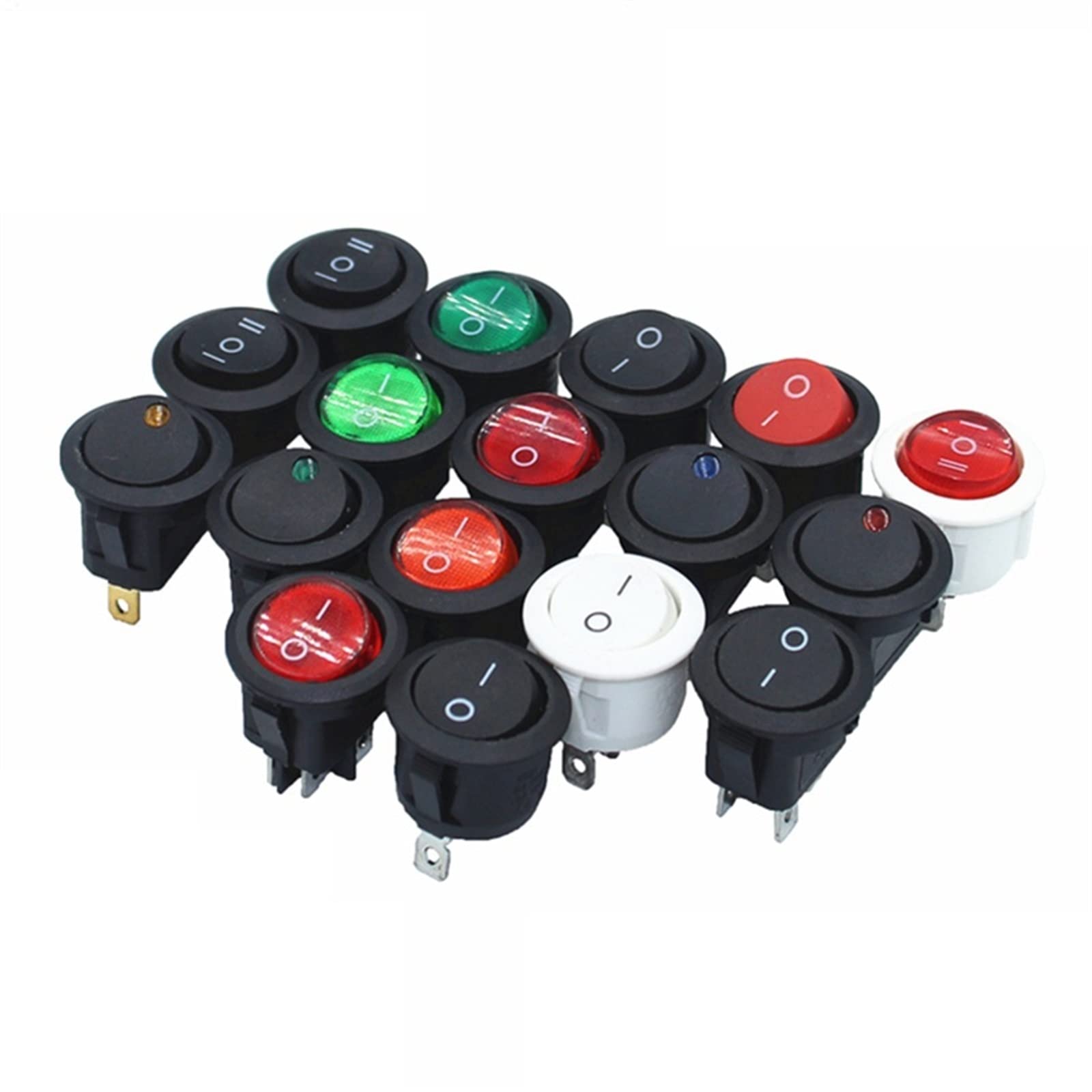 100 sztuk Okrągły przełącznik kołyskowy On/Off LED Podświetlany do deski rozdzielczej samochodu łódź Van 12V 24V / 6A 250V / 10A 125V 2/3/4PIN Przełącznik 20MM (Kolor: 2)