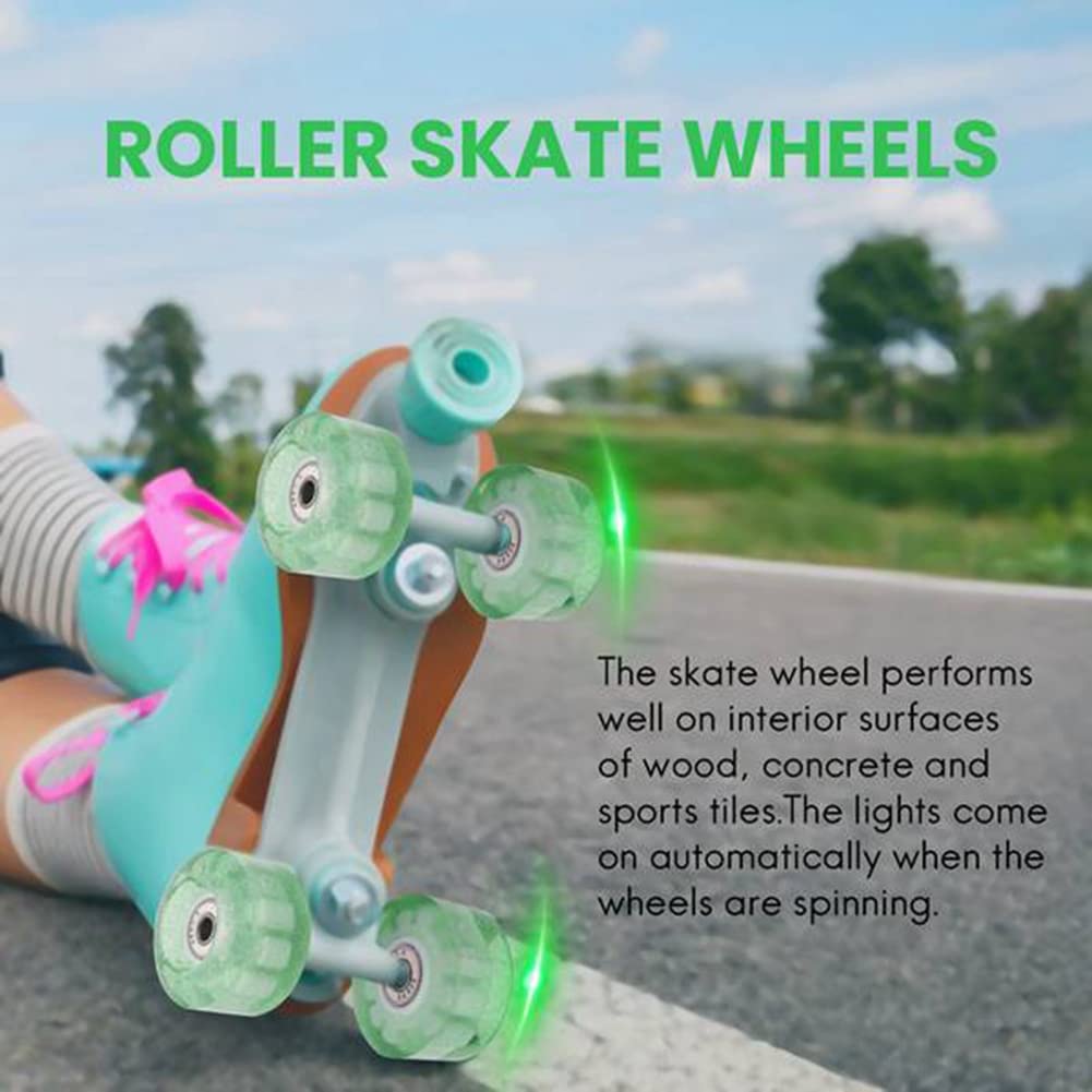 Set 8 Ruote Luminose Per Pattini 32x58mm 78A | LED Con Cuscinetti 608 | Verde | Per Skate E Roller