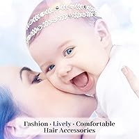 Vista 7 de DANMY Diadema súper elástica para bebé,Banda de pelo de encaje de algodón para niños,Conjunto de accesorios para el cabello de turbante suave