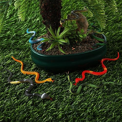 24 Stück Künstliche Schlangen Spielzeug Schlangen Gummilänge Kunststoff Schlangen Bunte Kunststoffschlangen Realistische Gummischlangen Verschiedene Gartenstreicheln Zubehör