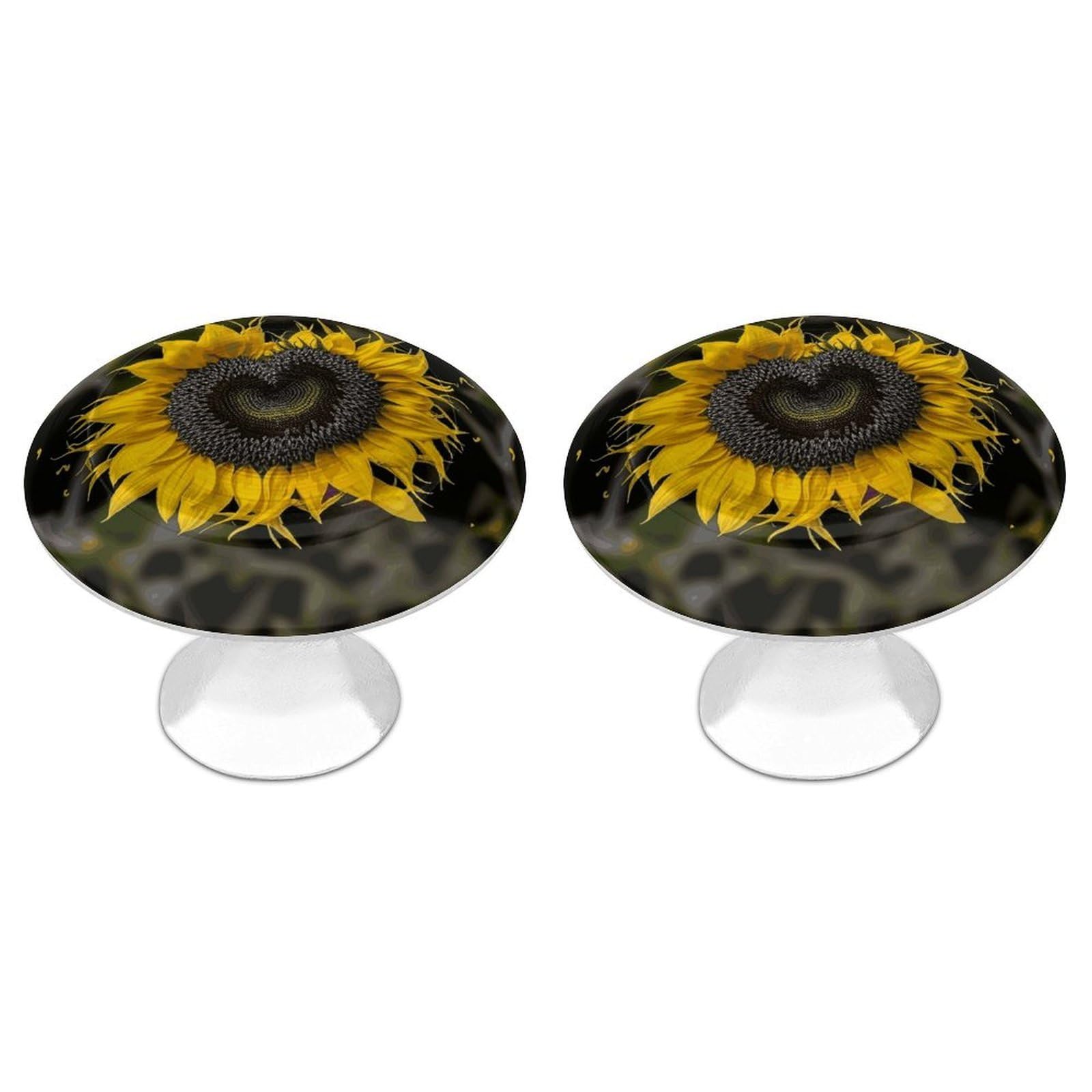 Btcowzrv Style Heart Shaped Sunflower 2 Pack Cabinet Knobs Drawer Pulls