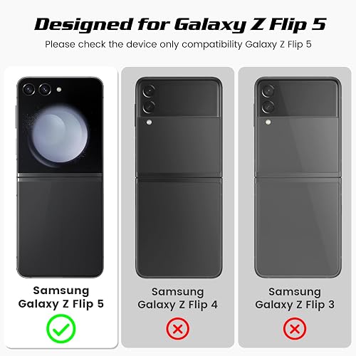 Doeshine for Samsung Galaxy Z Flip 5 Case with Hinge Protection, Black - 2