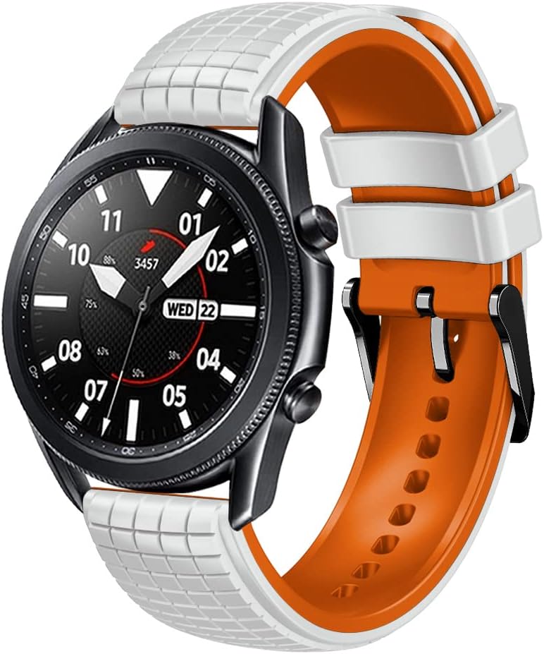 22 mm Replacement Strap Compatible with Garmin Forerunner 265/255/965/Vivoactive 4/Venu 2/Venu 3 Silicone Watch Straps Sports Replacement Strap - White + Orange