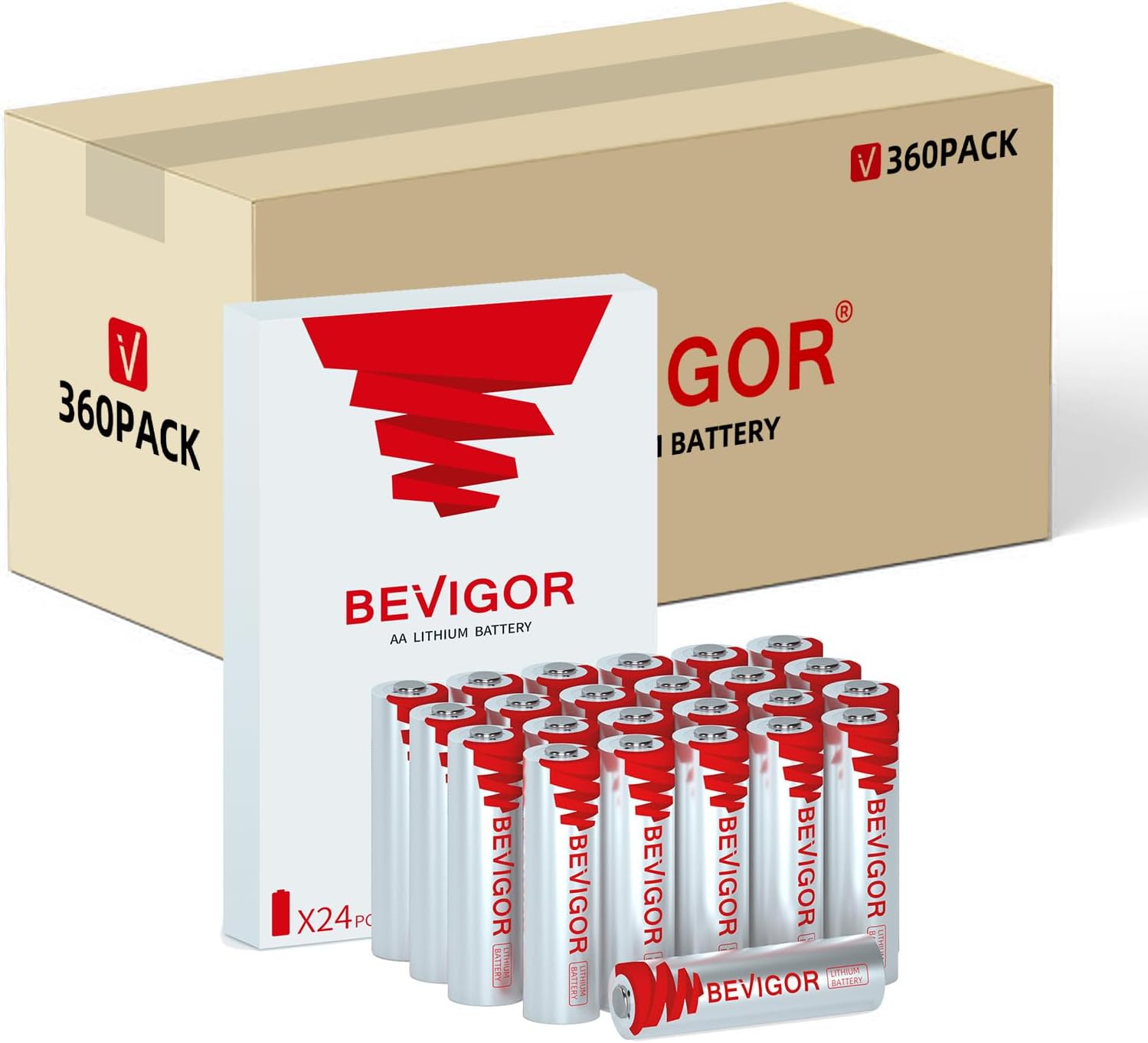 BEVIGOR Lithium AA Batteries, 360 Pack Lithium Iron Double