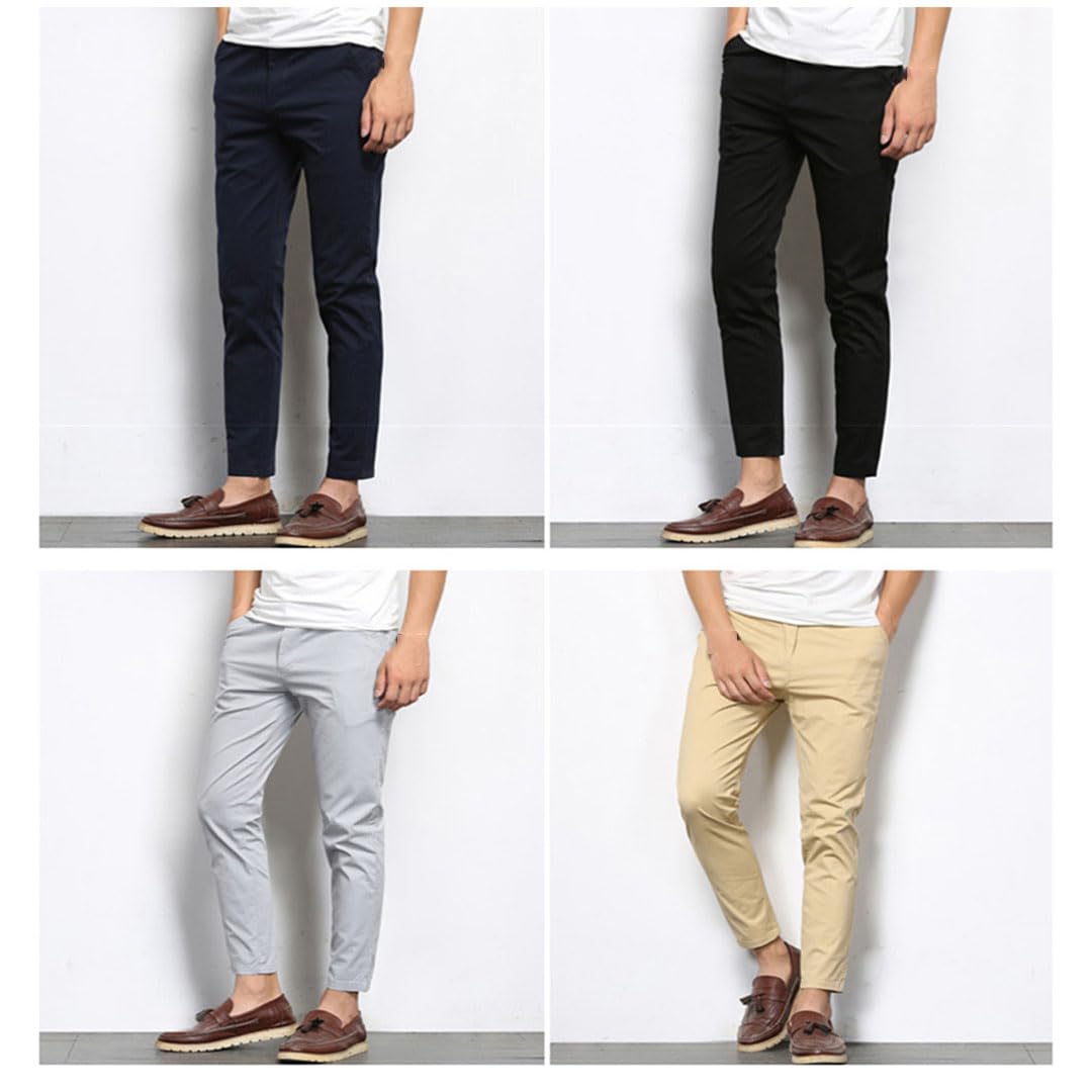 Vogrtcc Pantalones Casuales para Hombre Pantalones Formales hasta El Tobillo Elásticos Ligeros Rectos