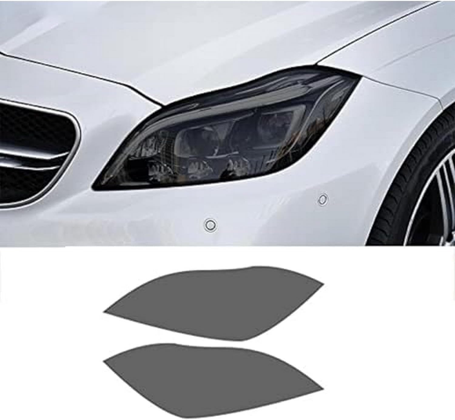 SamLng Car Front Light Film for Benz CLS-Class C218 2012-2017 Car Headlight Protective Film Front Light Transparent Blackened TPU Sticker Car Headlight Protective Film