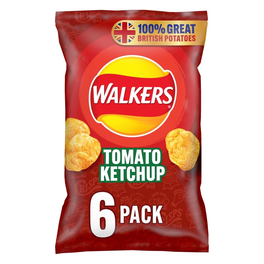 Walkers Tomato Ketchup Multipack Crisps 6x25g
