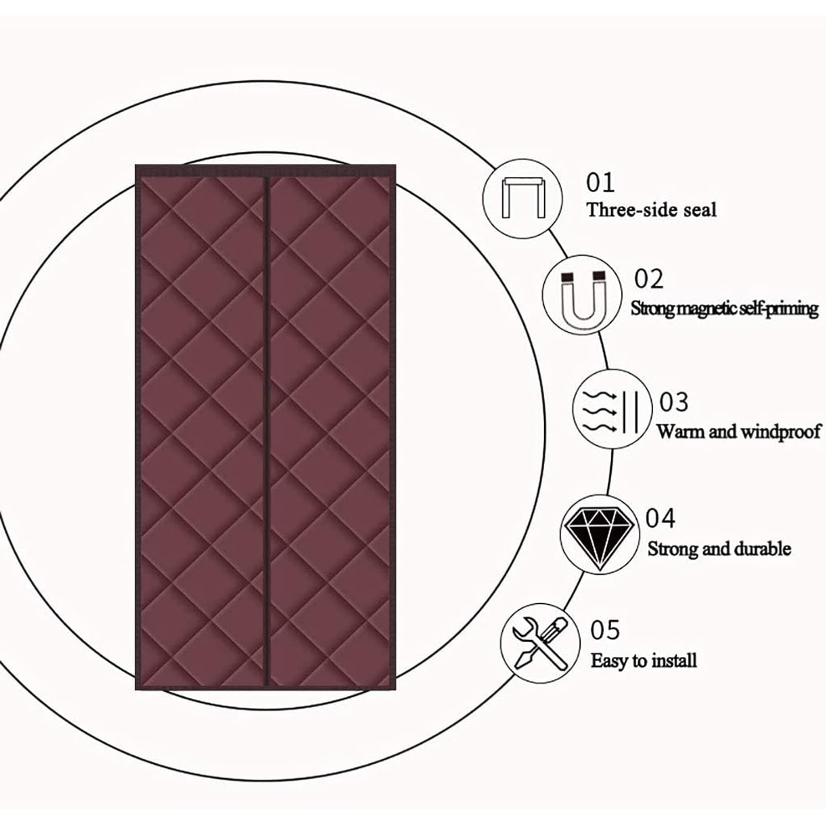 Tenda Isolante Termica Nera per Porta, 75x100 Pollici, Antivento, Mantiene Il Calore, efficiente dal Punto di Vista energetico, Ideale per Camera da Letto, Ingresso, Patio, Veranda, Balcone