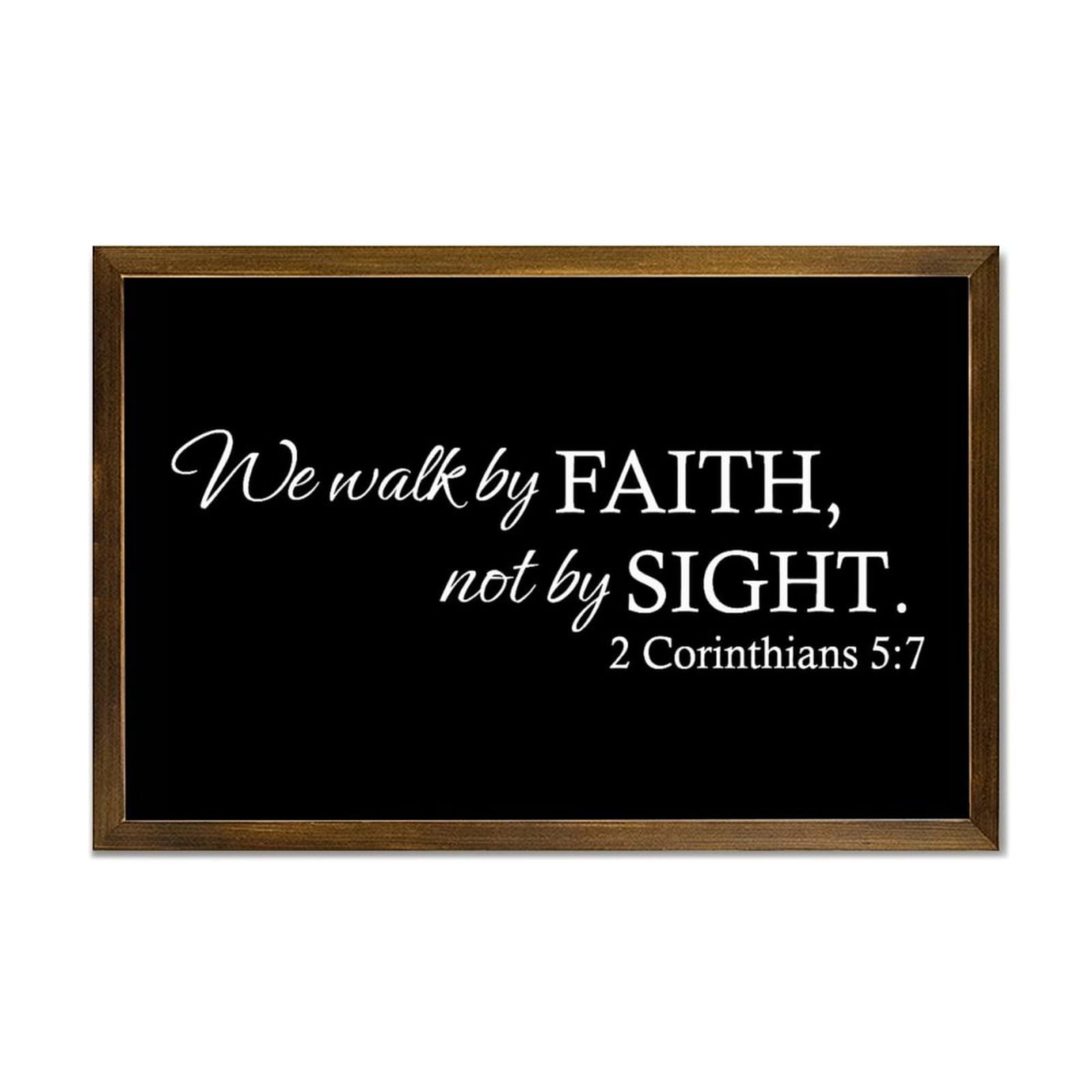 Luijorgy Style-7 We Walk By Faith,Not By Sight. 2 Corinthians 5:7 Decorative Wooden Sign With Frame Farmhouse Home Decoration For Kitchen Dinning Room Coffee Club Rustic Wood Framed Wall Art Plaque Poster 12X8in