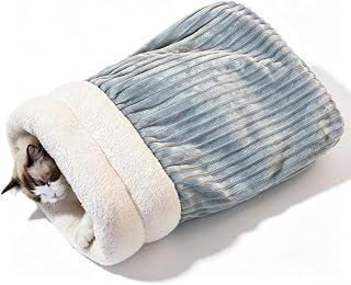 Cozy Cat Sleeping Bag, Warm Soft Cave‑Style Pet Bed for Indoor Cats | Warm Plush Winter Cave Pet Bed, Washable Durable Sleeping Sack for Indoor Cats